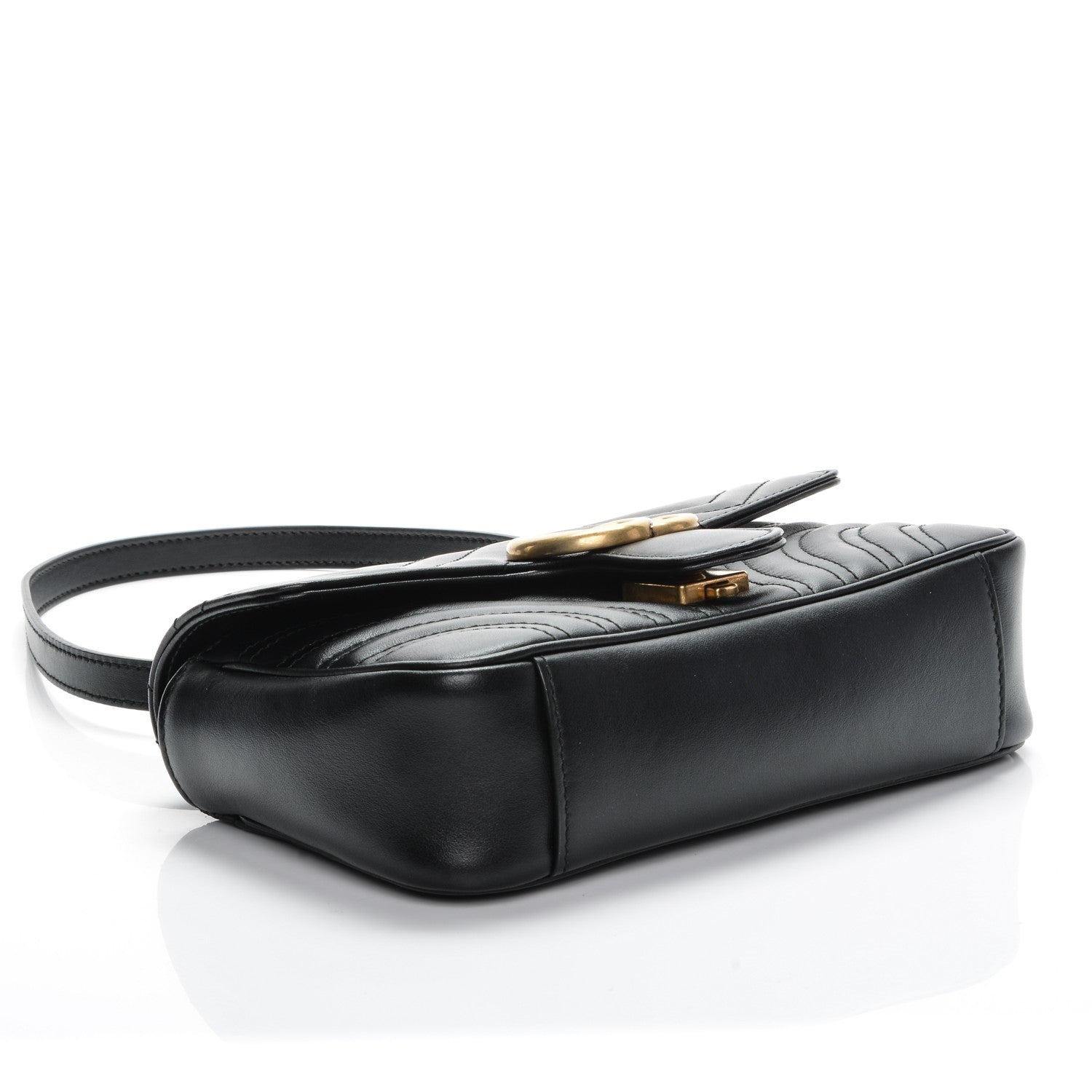 Gucci Calfskin Matelasse Mini GG Marmont Shoulder Bag Black 4 of 7