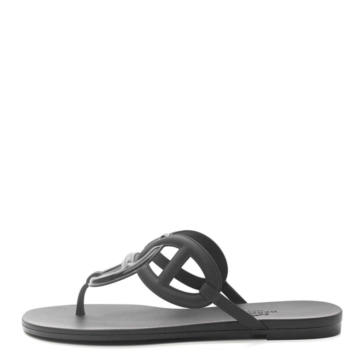 Hermes Rubber Womens Egerie Sandals 37 Black 1 of 8