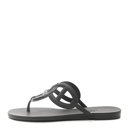 Hermes Rubber Womens Egerie Sandals 37 Black 1 of 8