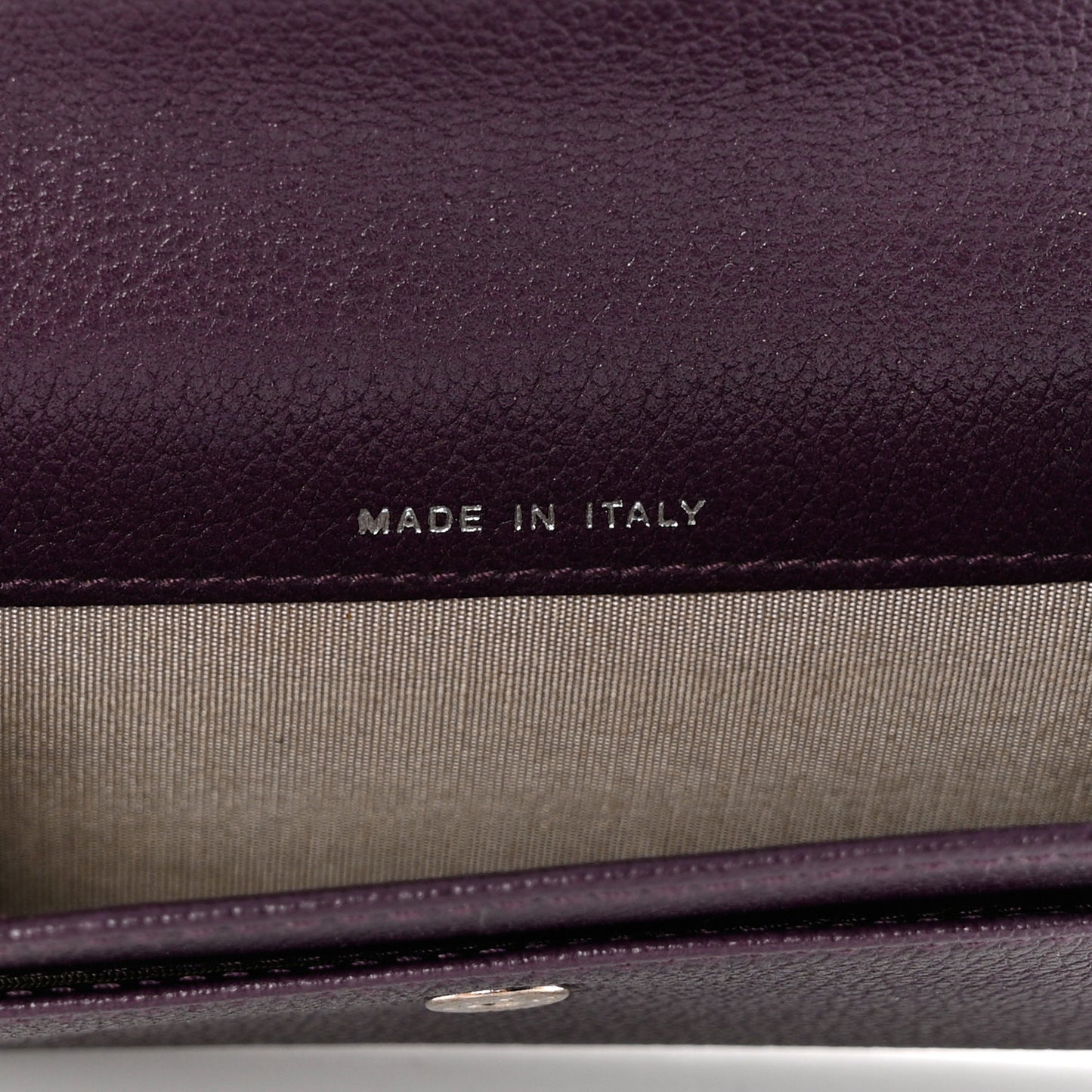 Goatskin Embossed Camellia Flap Card Holder Purple