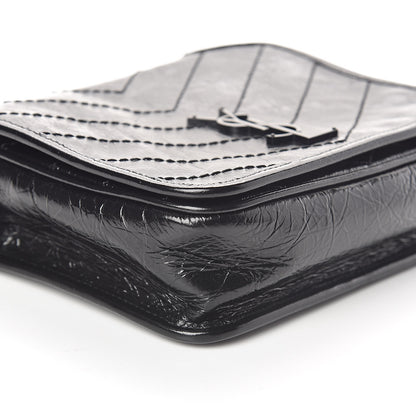 Saint Laurent Crinkled Calfskin Matelasse Monogram Niki Chain Wallet Black 8 of 9