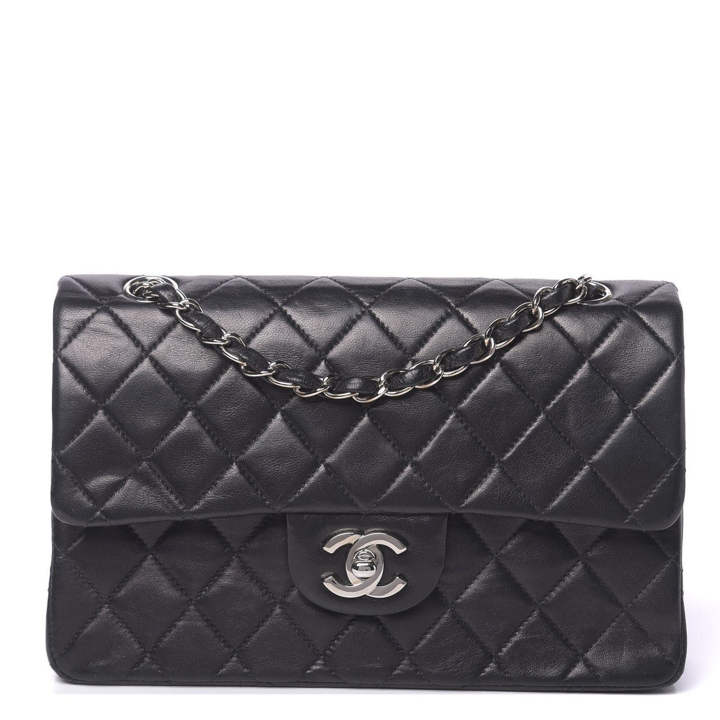 Lambskin Quilted Small Double Flap Black