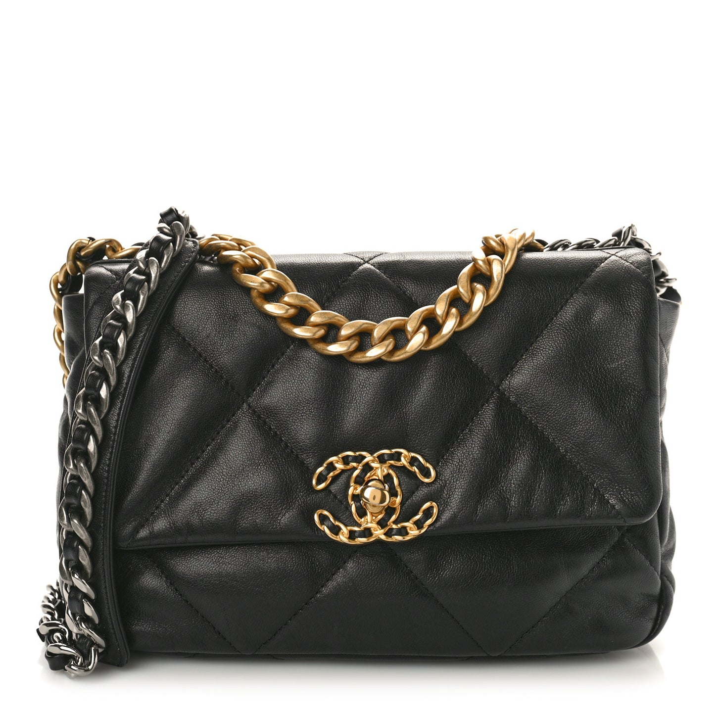 Lambskin Quilted Medium Chanel 19 Flap Black