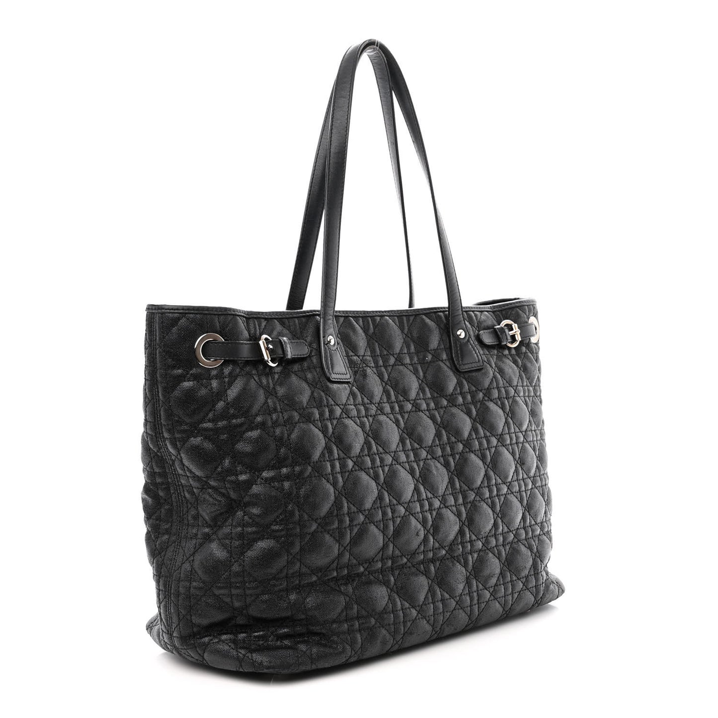 Coated Canvas Cannage Medium Panarea Tote Black