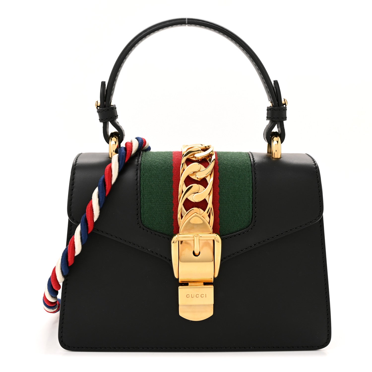 Gucci Calfskin Mini Sylvie Top Handle Bag Black 1 of 11