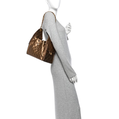 Chanel Metallic Caviar Quilted Small Chanel 25 Handbag Gold 2 of 10