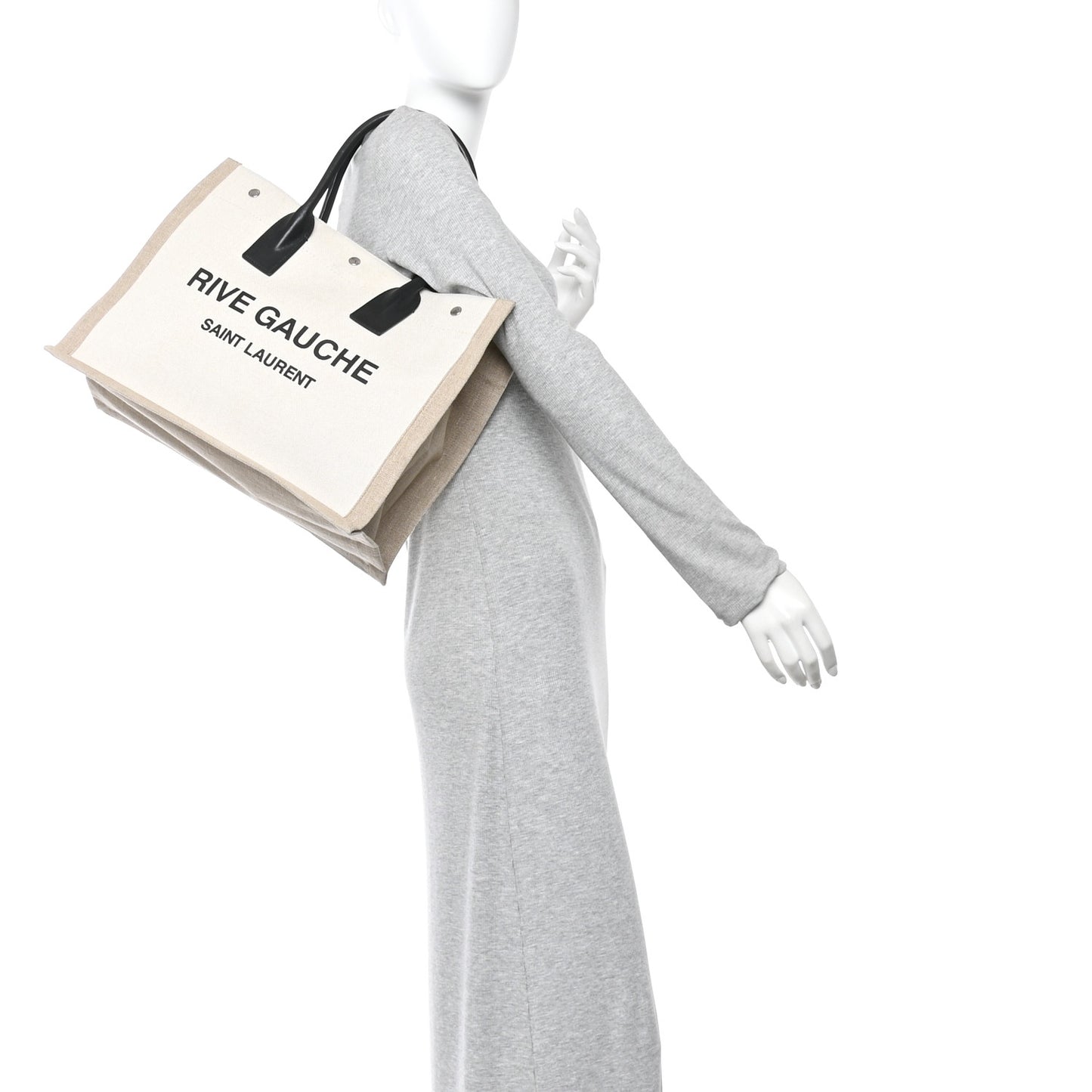 Linen Calfskin Small Rive Gauche Tote Optic White