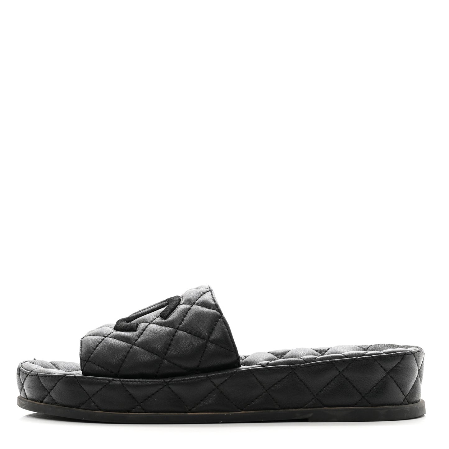 Lambskin Quilted CC Mules Sandals 36 Black