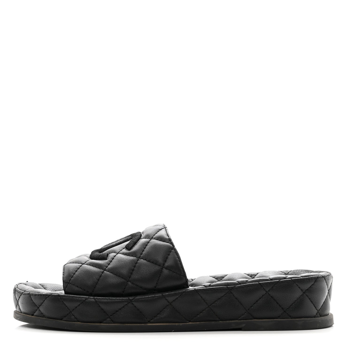 Chanel Lambskin Quilted CC Mules Sandals 36 Black 1 of 9