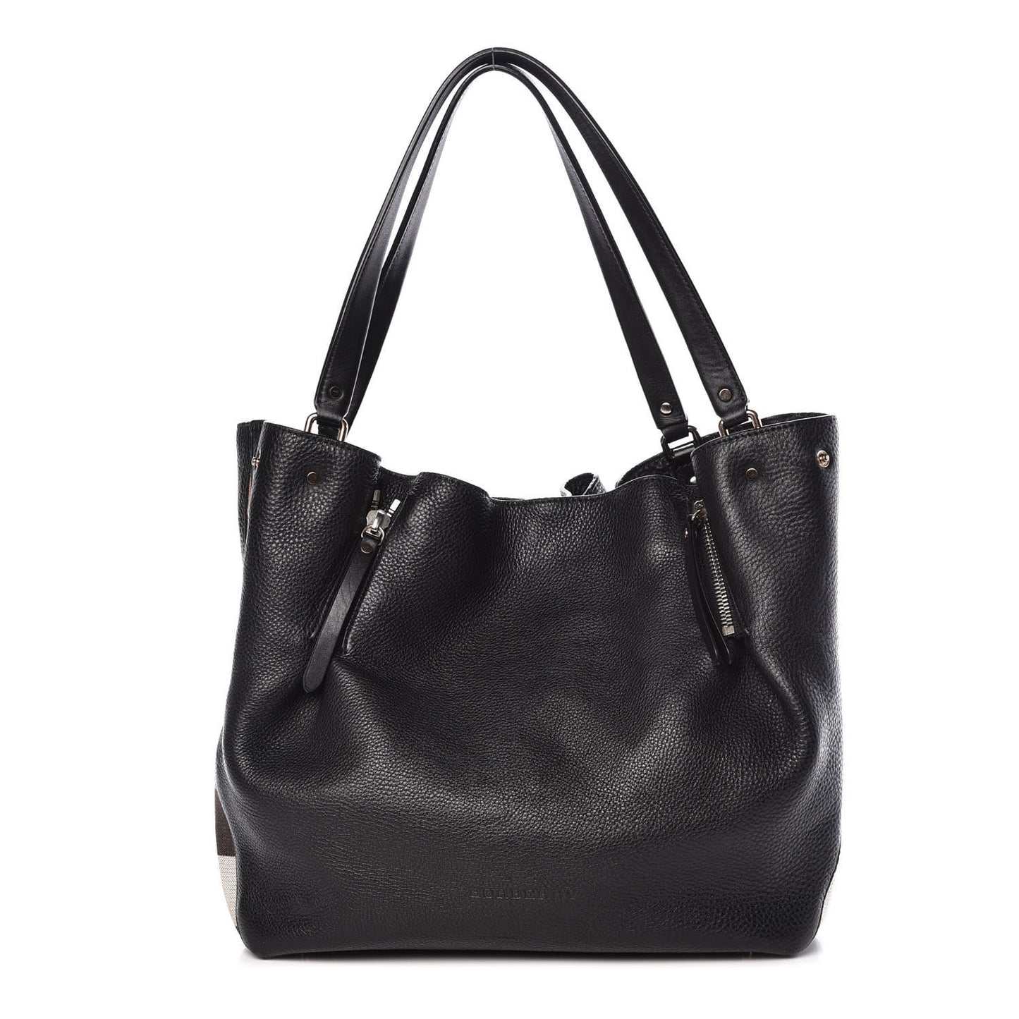 Grainy Calfskin House Check Medium Maidstone Black
