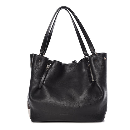 Burberry Grainy Calfskin House Check Medium Maidstone Black 1 of 8