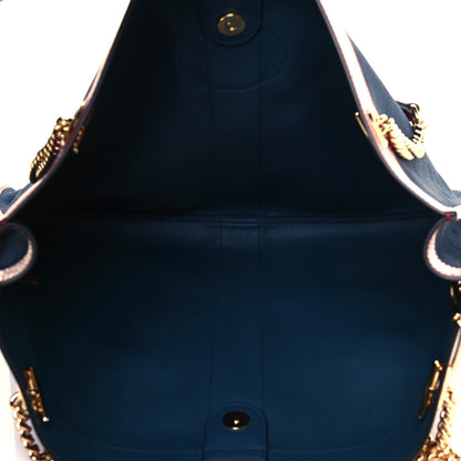 Gucci Suede Calfskin Large Rajah Chain Tote New Blue Romantic Cherry 5 of 11