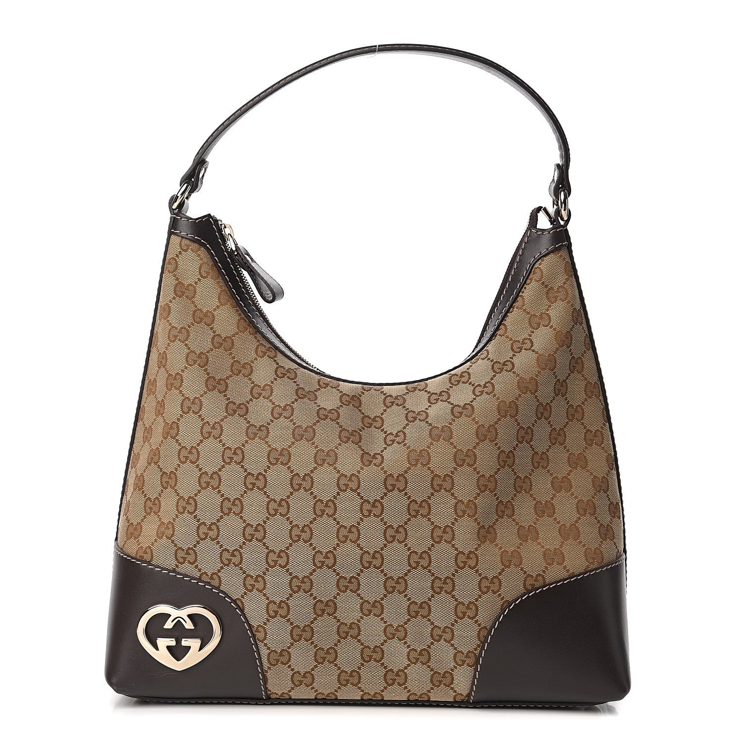 Gucci Monogram Medium Lovely Heart Hobo Brown 1 of 14