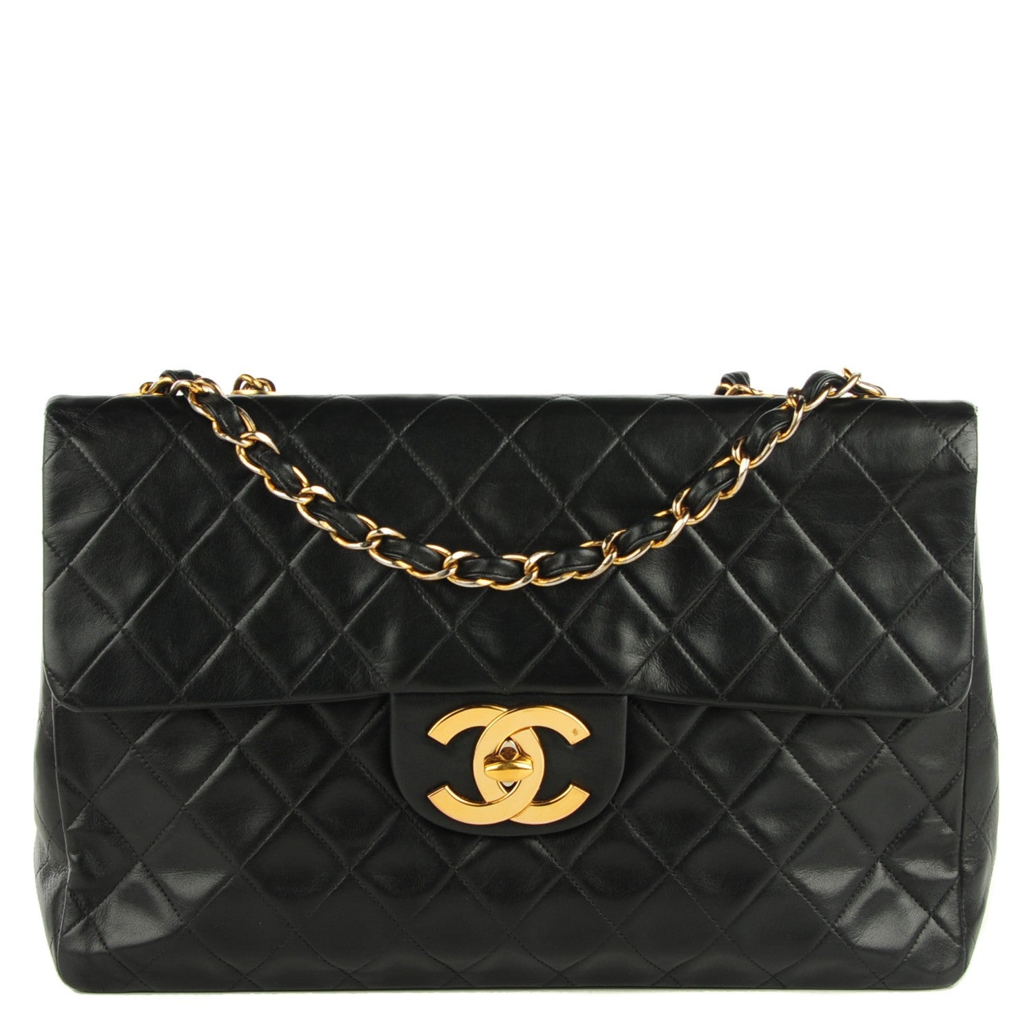Chanel Lambskin Quilted XL Jumbo Single Flap Black 1 of 10