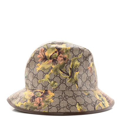 Gucci GG Supreme Monogram Azalea Calfskin Dusty Carnation Retro Interlocking G Bucket Hat Beige Ebony Multicolor 6 of 12
