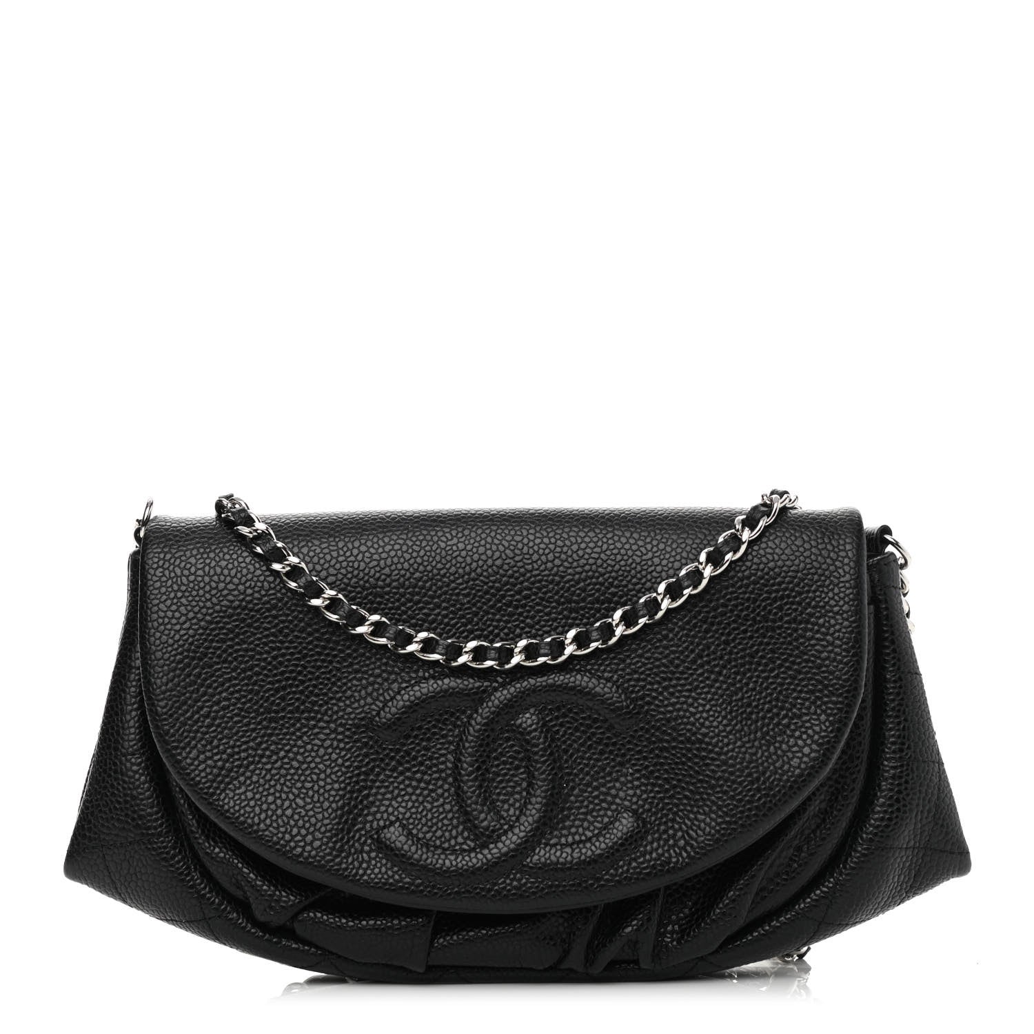 Chanel Caviar Half Moon Wallet On Chain WOC Black 1 of 10