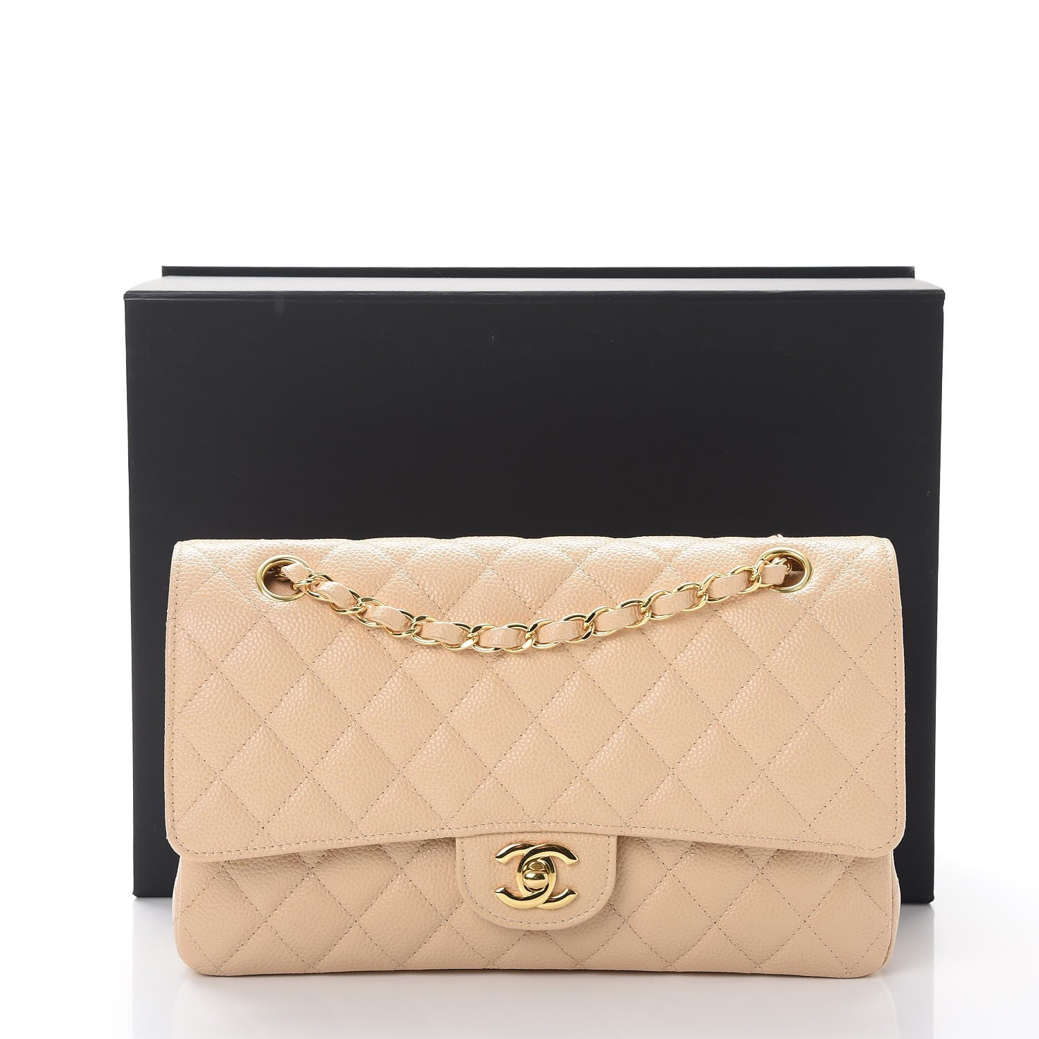 Chanel Caviar Quilted Medium Double Flap Beige Clair 8 of 8