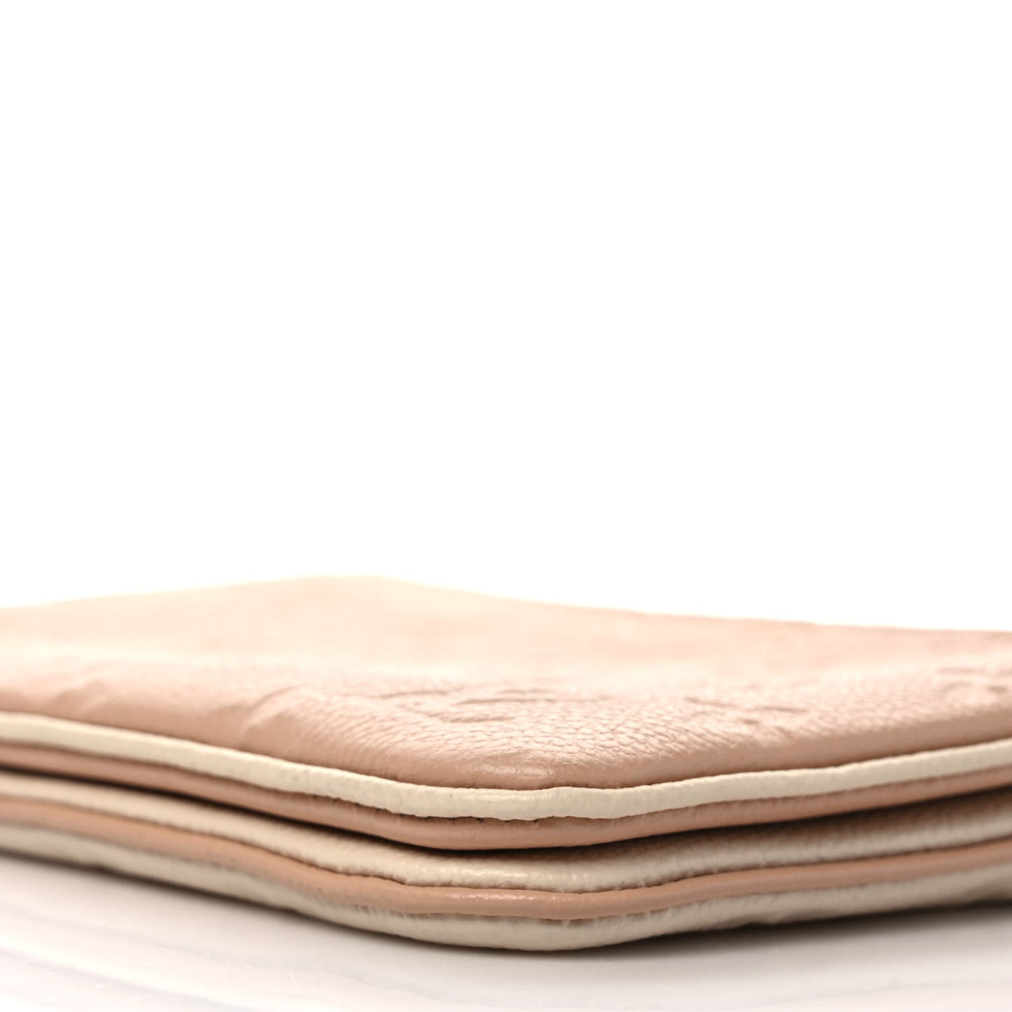 Empreinte Double Zip Pochette Beige Rose Creme