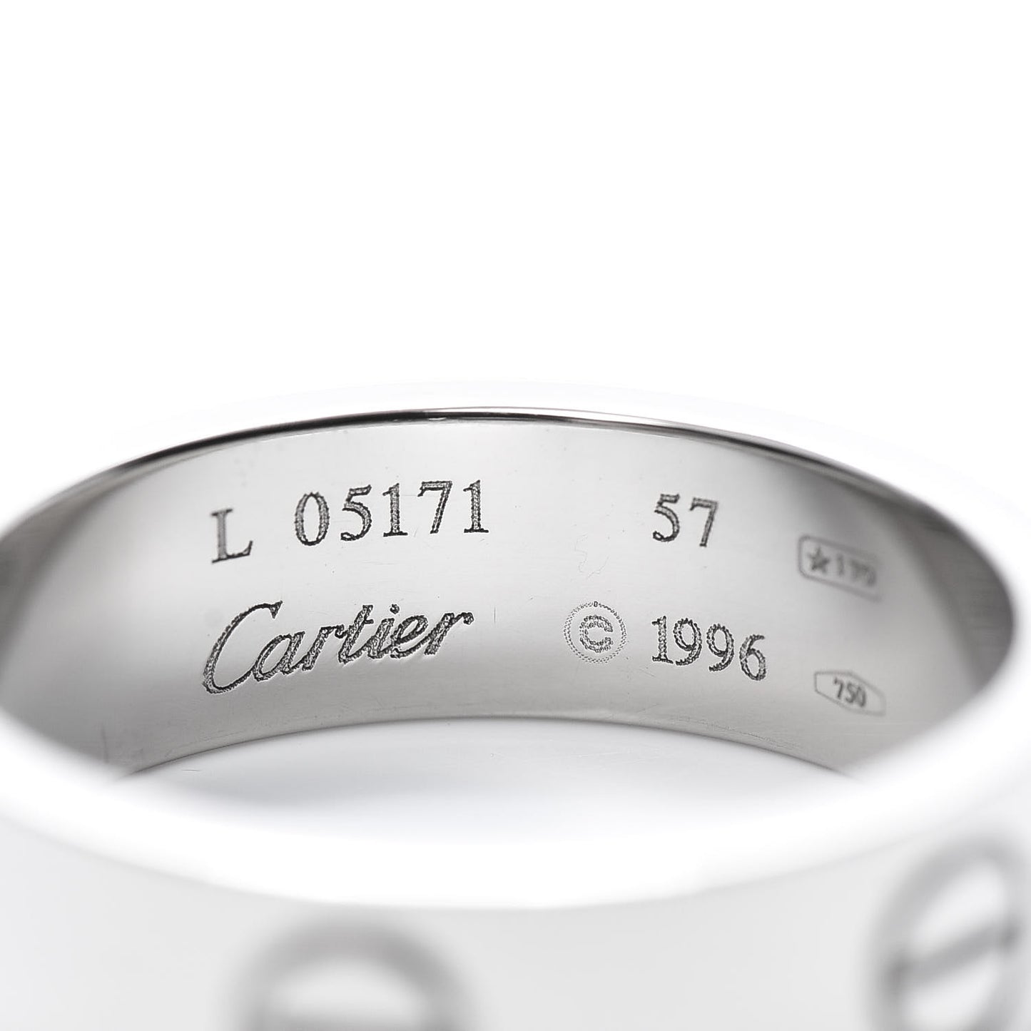 18K White Gold 5.5mm LOVE Ring 57 8