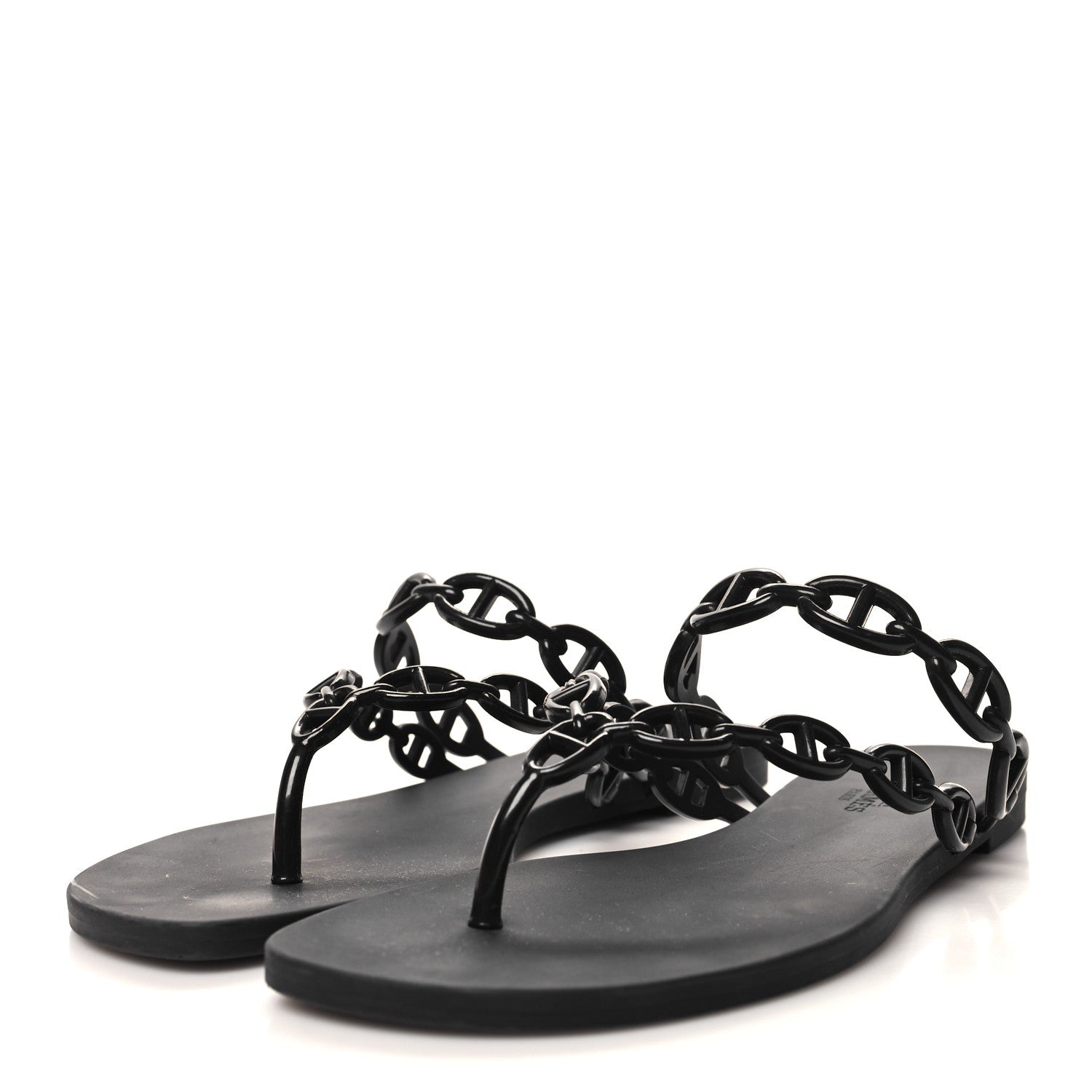 Hermes Rubber Chaine d'Ancre Island Sandals 37 Black 3 of 9