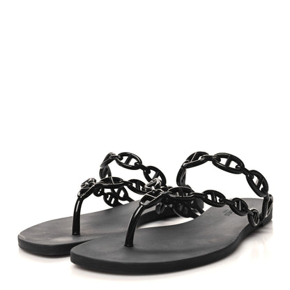Hermes Rubber Chaine d'Ancre Island Sandals 37 Black 3 of 9