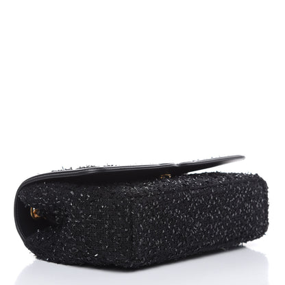 Chanel Tweed Calfskin Quilted Medium CC Filigree Flap Black 4 of 10