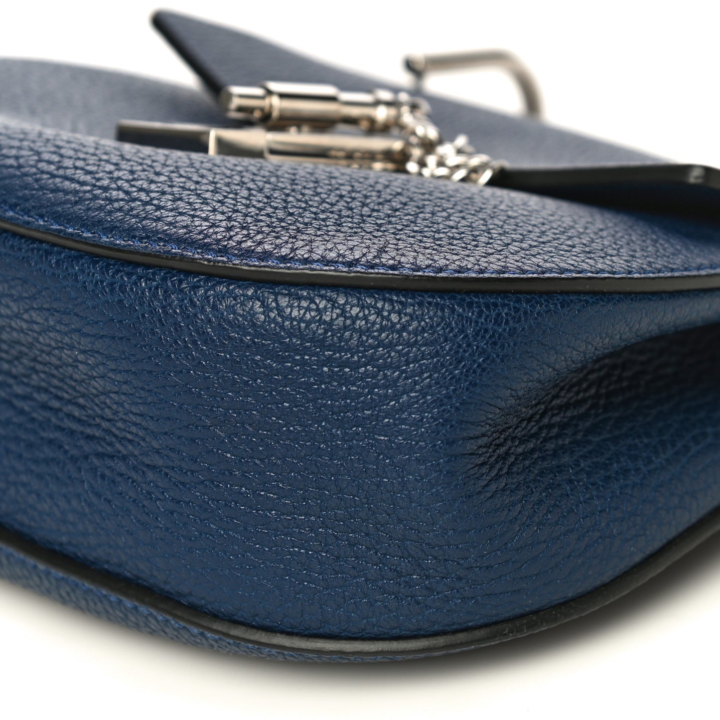 Grained Lambskin Mini Drew Shoulder Bag Royal Navy