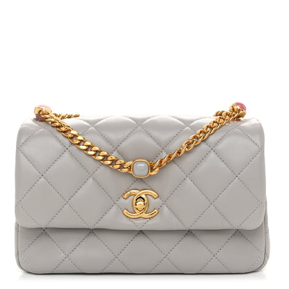 Chanel Lambskin Resin Pearl Quilted Small Flap Grey 1 of 11