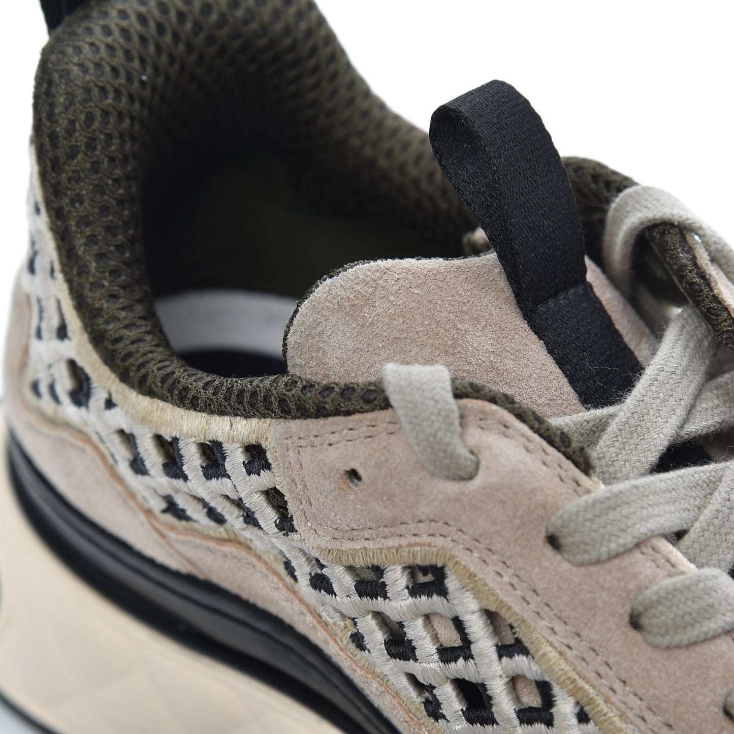 Suede Calfskin Embroidered CC Sneakers 38 Beige Black