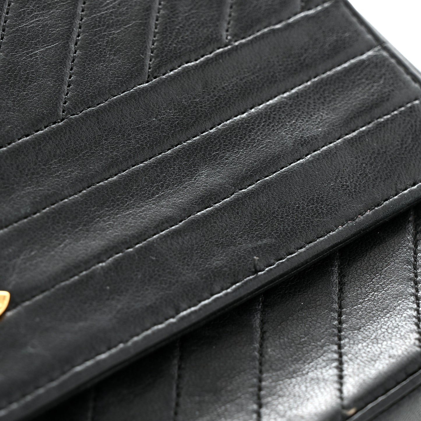 Lambskin Diagonal Quilted Small Single Flap Black