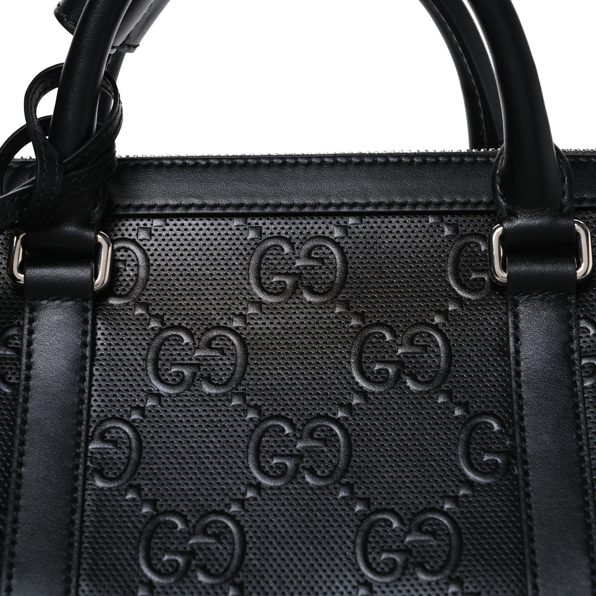Calfskin GG Tennis Embossed Duffle Bag Black