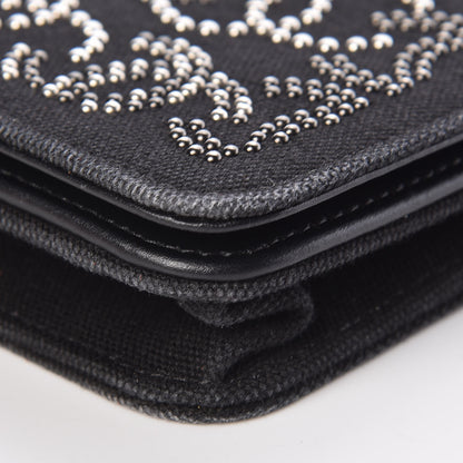 Chanel Canvas Studded CC Wallet On Chain WOC Black 11 of 14