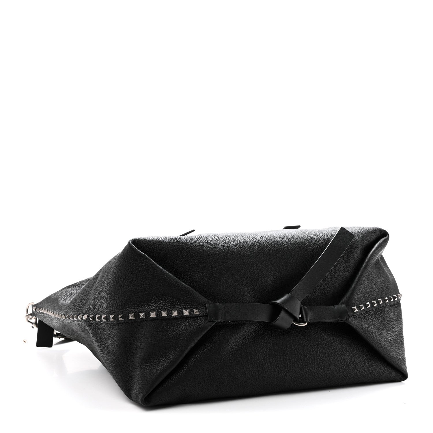Valentino Garavani Grained Calfskin Rockstud Travel Tote Bag Black 4 of 9