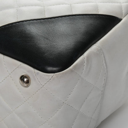 Chanel Calfskin Quilted Large Cambon Bowler White Black 11 of 19