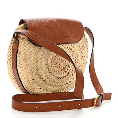 Chloe Raffia Small Grain Calfskin Small Marcie Basket Crossbody Tan 3 of 8