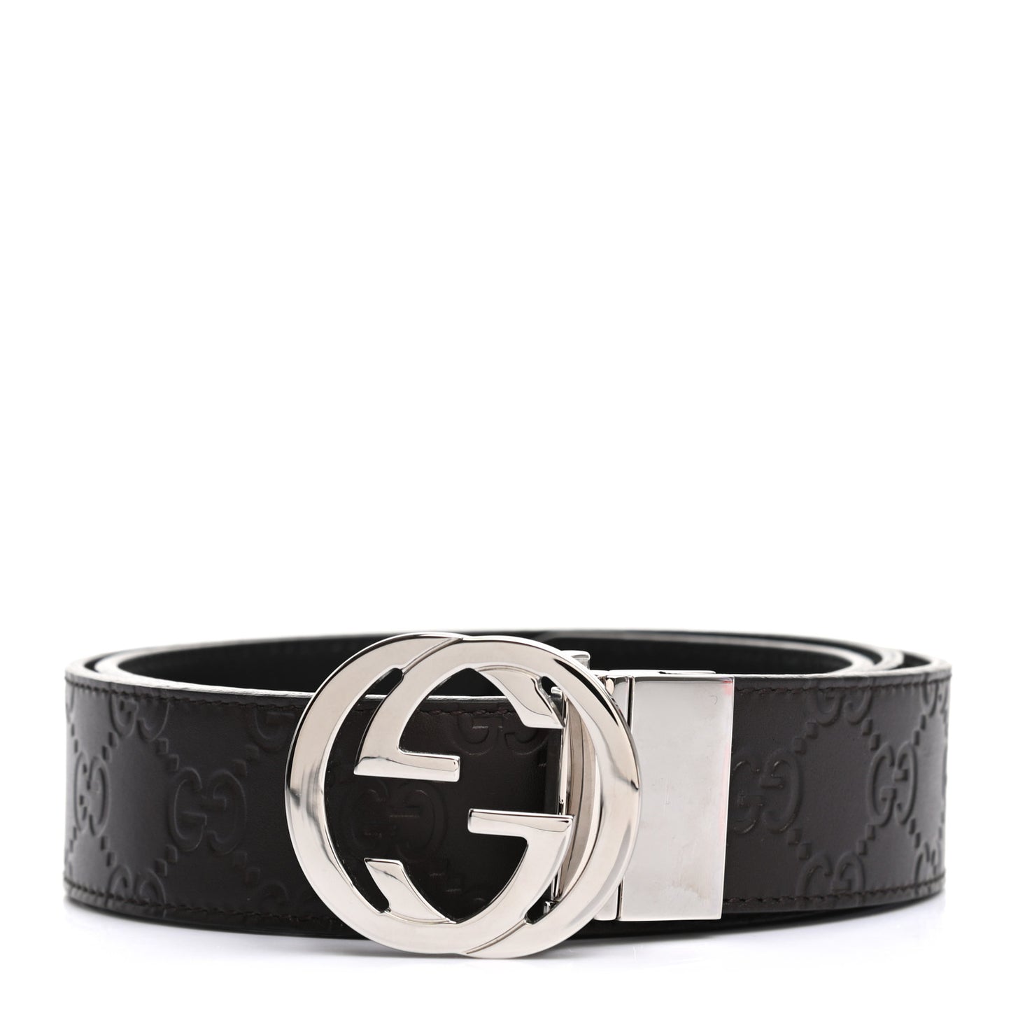 Guccissima Signature Interlocking G Reversible 37mm Belt 95 38 Black Cocoa