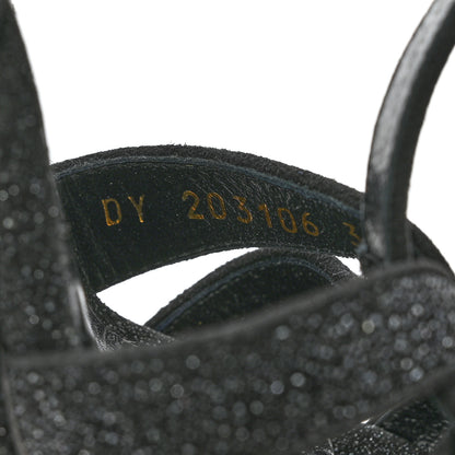 Saint Laurent Glitter Effect Calfskin Tribute 105 Platform Sandals 38.5 Black 8 of 8