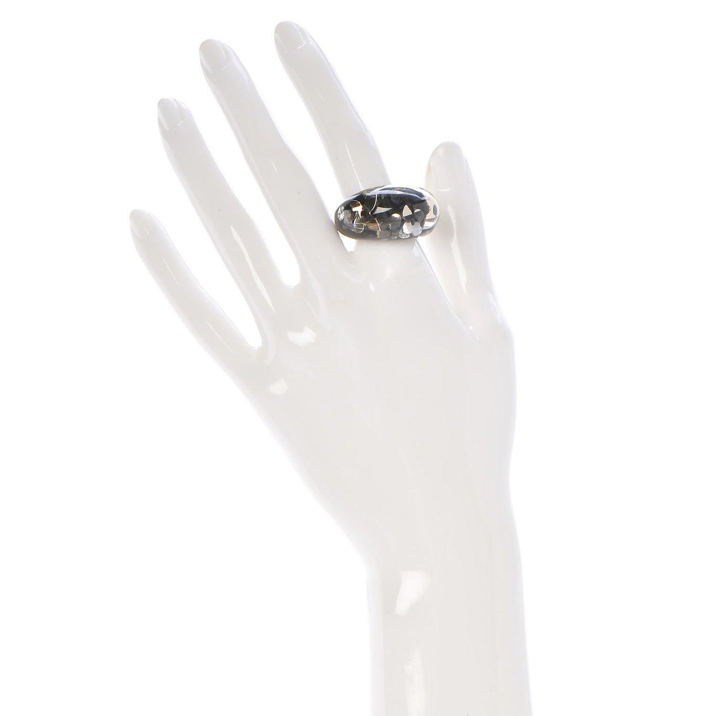 Resin Swarovski Crystal Inclusion Ring 8 Black