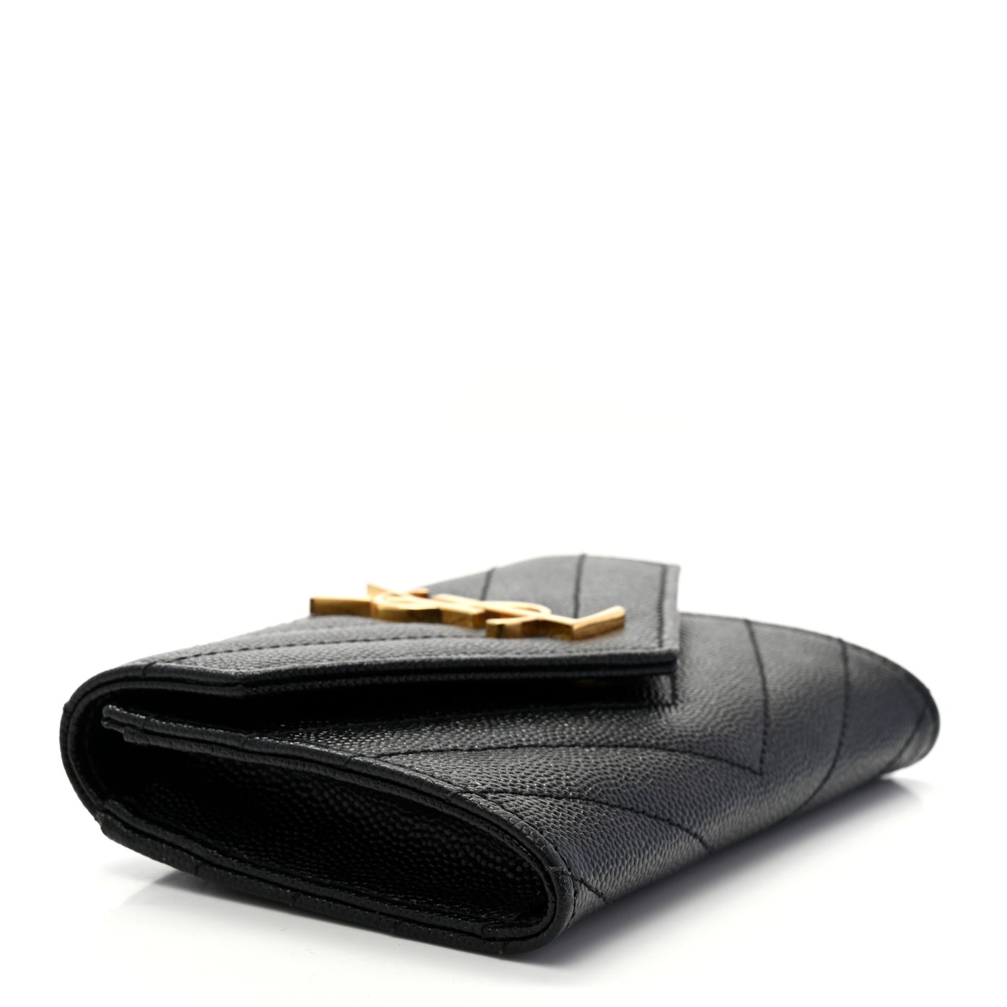 Grain De Poudre Matelasse Chevron Small Monogram Envelope Wallet Black