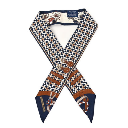 Hermes Silk Les Voitures Nouvelle Twilly Marine Caramel Black 1 of 5