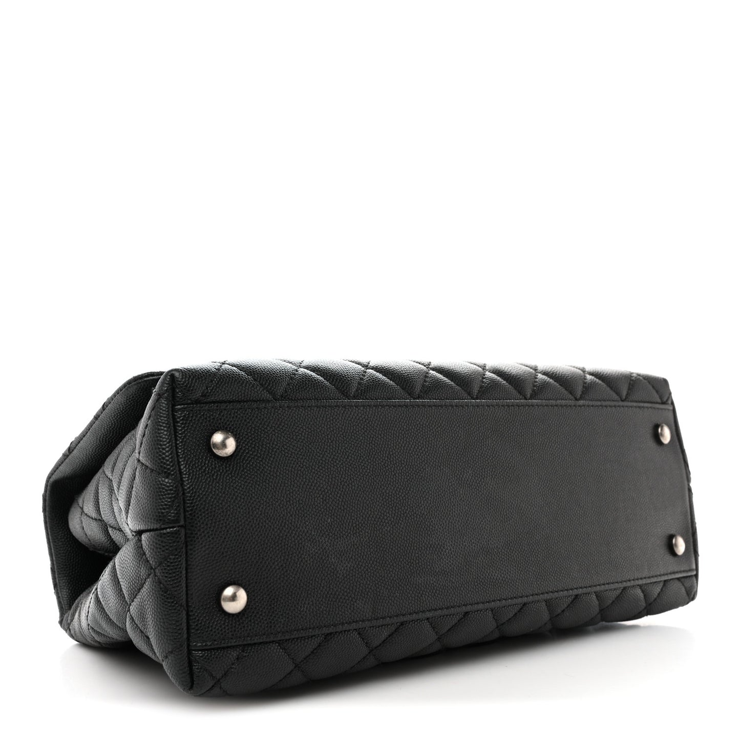 Caviar Lizard Embossed Quilted Small Coco Handle Flap Black