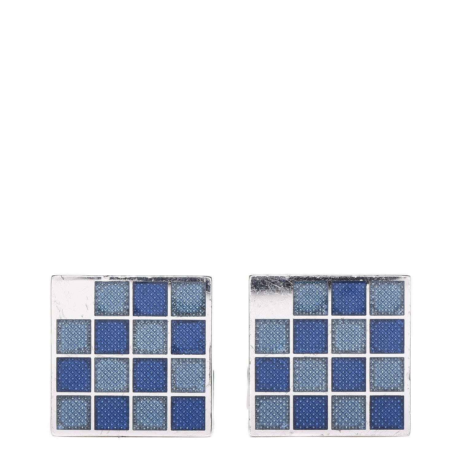 Louis Vuitton Sterling Silver Enamel Square Cufflinks Blue 1 of 5