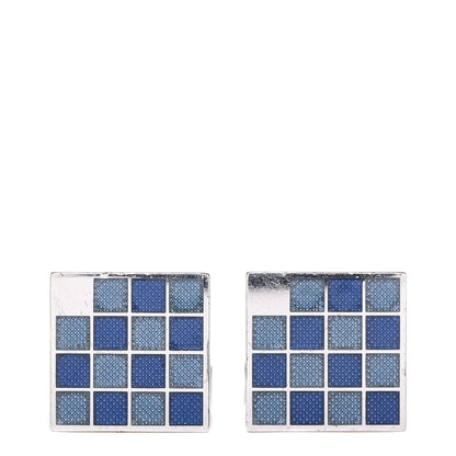 Louis Vuitton Sterling Silver Enamel Square Cufflinks Blue 1 of 5