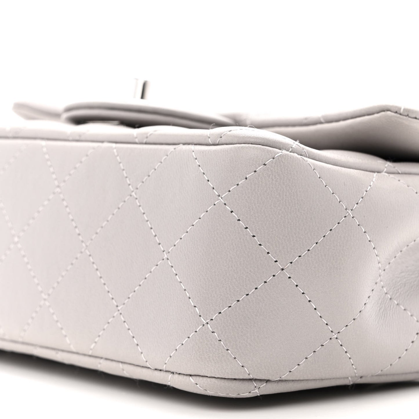 Lambskin Quilted Mini Rectangular Flap Grey