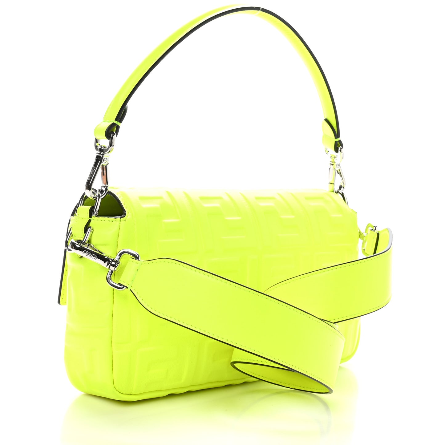 Nappa FF 1974 Embossed Baguette Yellow Fluo