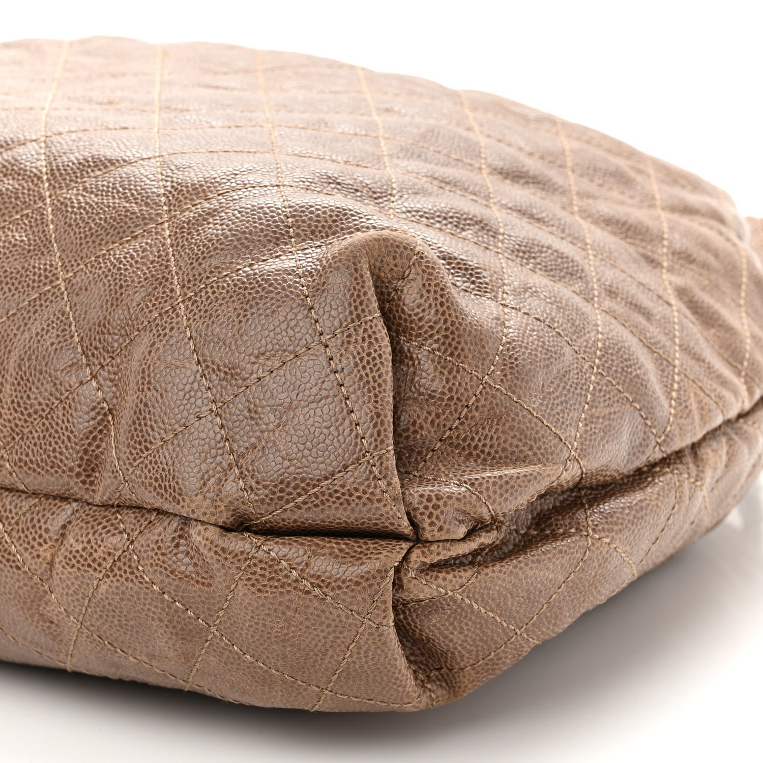 Chanel Distressed Glazed Caviar Quilted Large Elastic Tote Brown 10 of 10