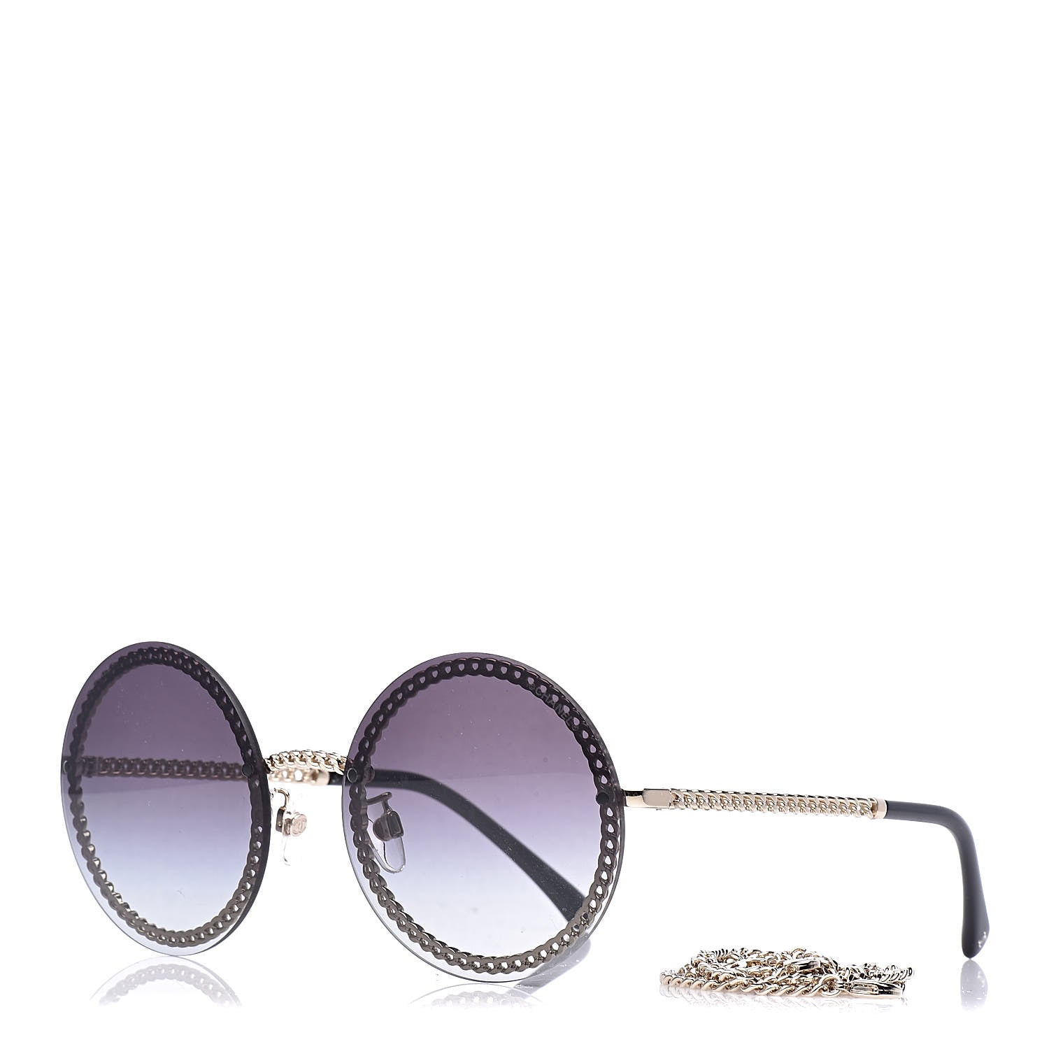 Chanel Round Chain Sunglasses 4245 Gold 1 of 9