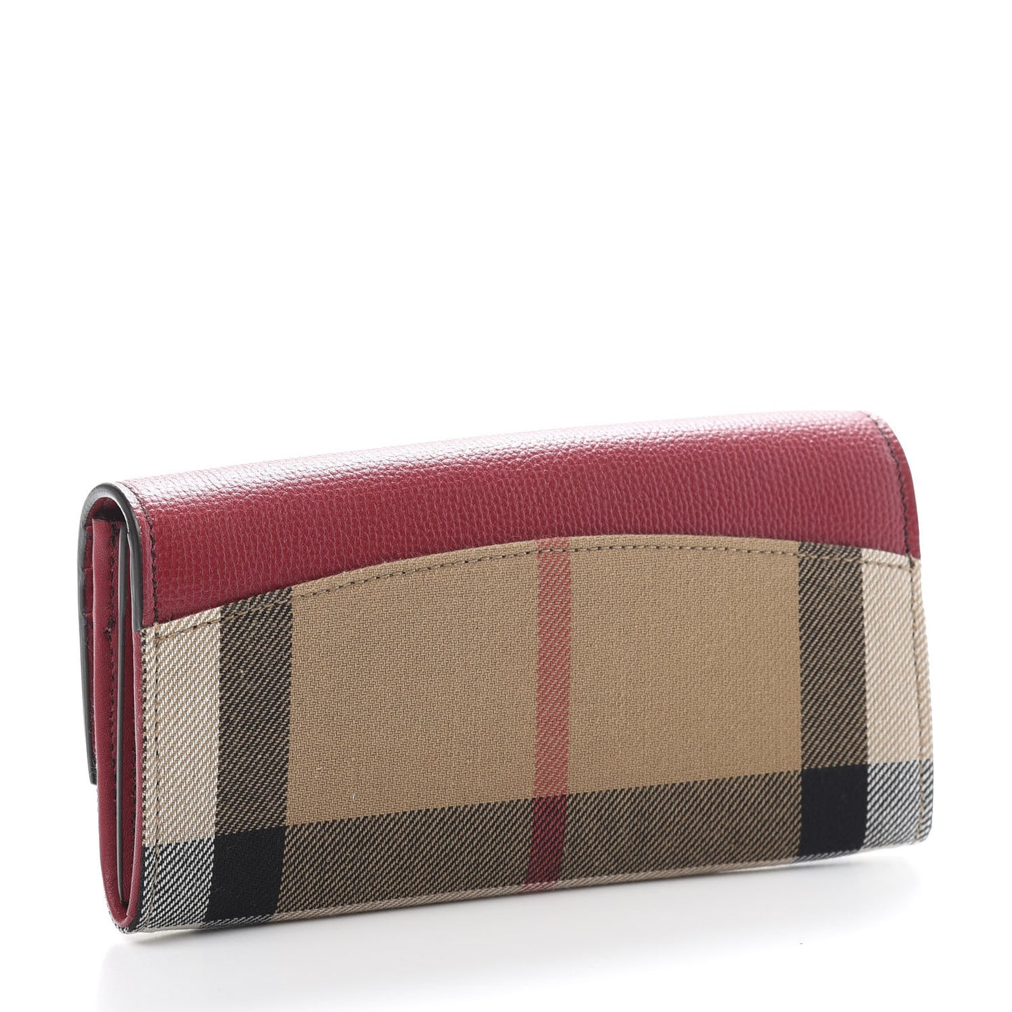 Grainy Calfskin House Check Porter Continental Wallet Russet Red