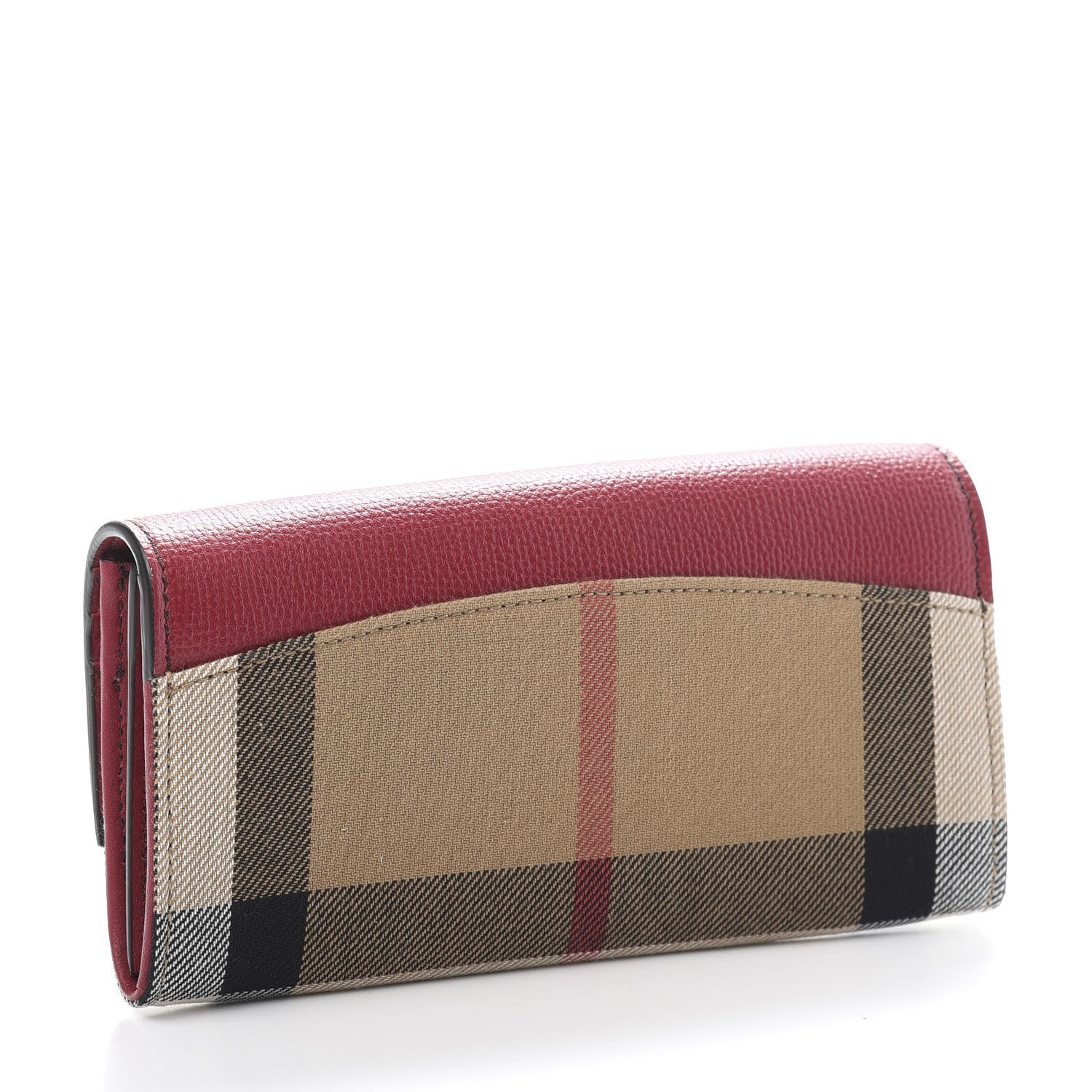 Burberry Grainy Calfskin House Check Porter Continental Wallet Russet Red 3 of 8