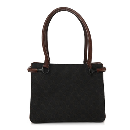 Gucci Monogram Denim GG Shoulder Bag Black Brown 1 of 11